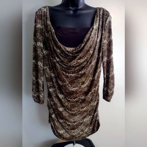 AGB Cowl Neck Blouse, Size Medium, Brown, Great Condition!